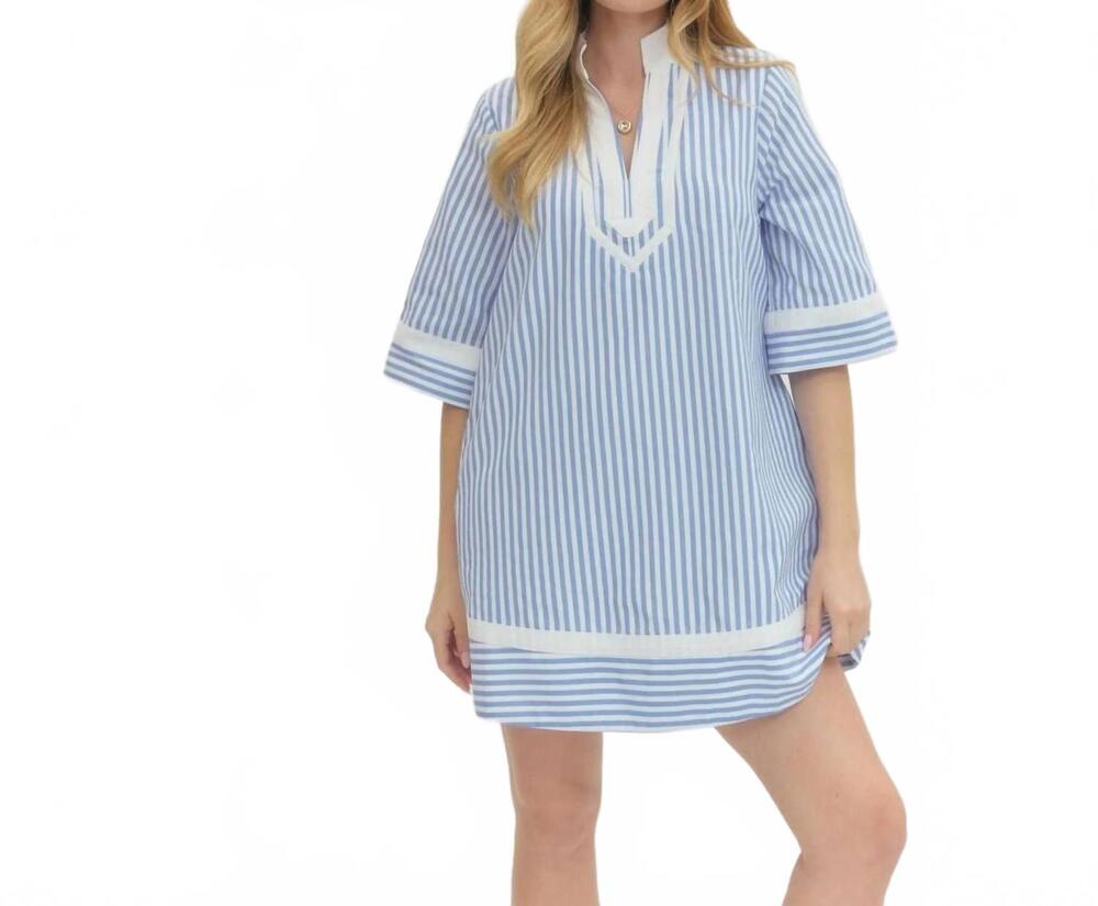 NEW ENTRO nantucket stripe dress in blue